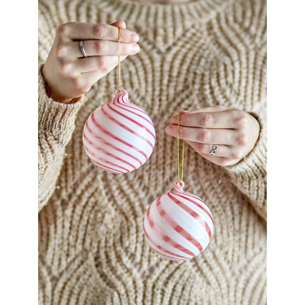 Stakleni božićni ukrasi u setu 2 kom ø 8 cm Zwirl – Bloomingville-image-1