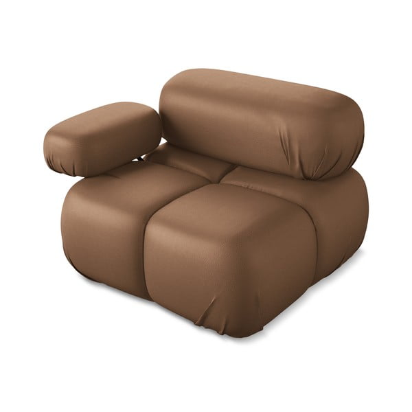 Smeđa modularna sjedeća garnitura od imitacije kože (s lijevim kutom) Lokua – Makamii-image-3