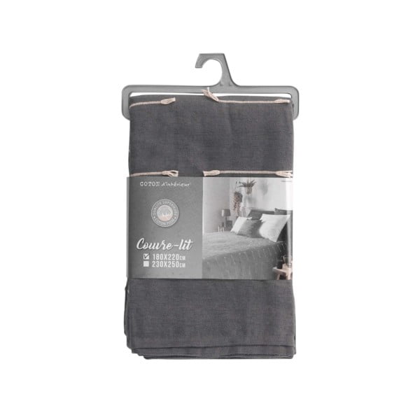 Antracitno sivi prekrivač 180x220 cm Fileo – douceur d'intérieur-image-1