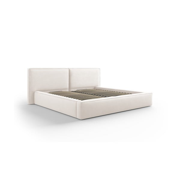 Bež tapecirani bračni krevet s prostorom za pohranu s podnicom 200x200 cm Arendal – Cosmopolitan Design