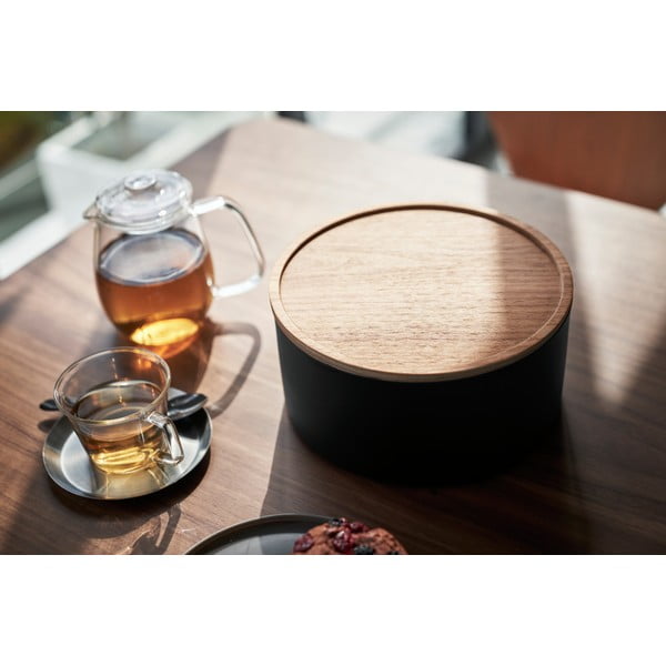 Crna metalna kutija za pohranu s poklopcem ø 22x11 cm Rin – YAMAZAKI-image-4