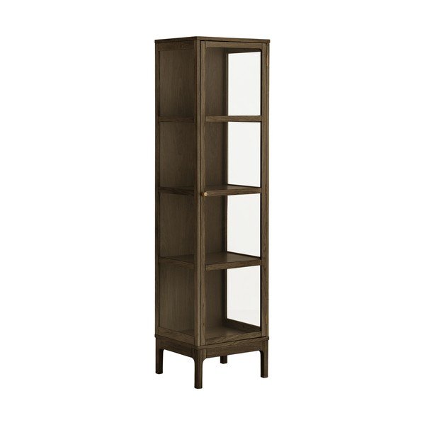 Tamno smeđa vitrina u dekoru hrasta 47x180x40 cm Zamora – House Nordic