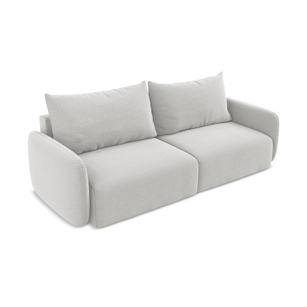 Svijetlo siva baršunasti sklopiva/s prostorom za odlaganje sofa 238 cm Kalena – Makamii-image-3
