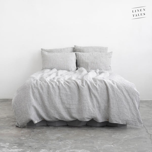 Bijelo- crna lanena posteljina 220x200 cm - Linen Tales