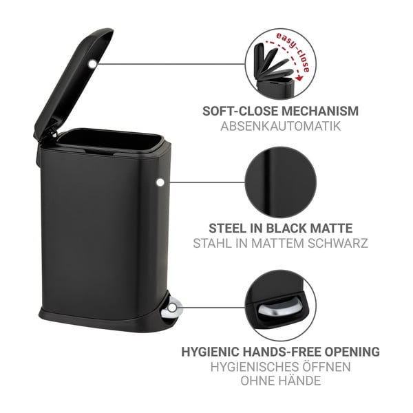Mat crna željezna kanta za smeće s pedalom 12 l Design – Wenko-image-4
