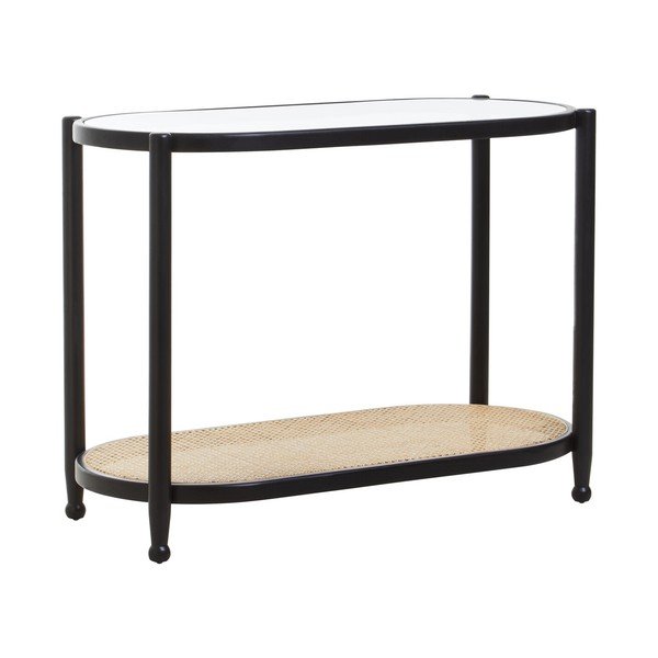 Crni/u prirodnoj boji pomoćni stol sa staklenom pločom stola 49x100 cm Cebu – Premier Housewares