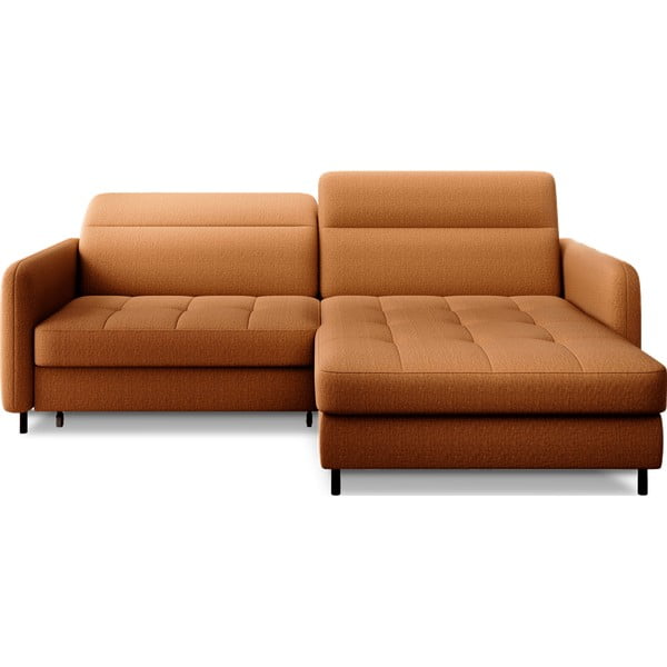 Žuta  baršunasti sklopiva/s prostorom za odlaganje kutna garnitura (s desnim kutom/s ležaljkom) Gomsi – ELTAP