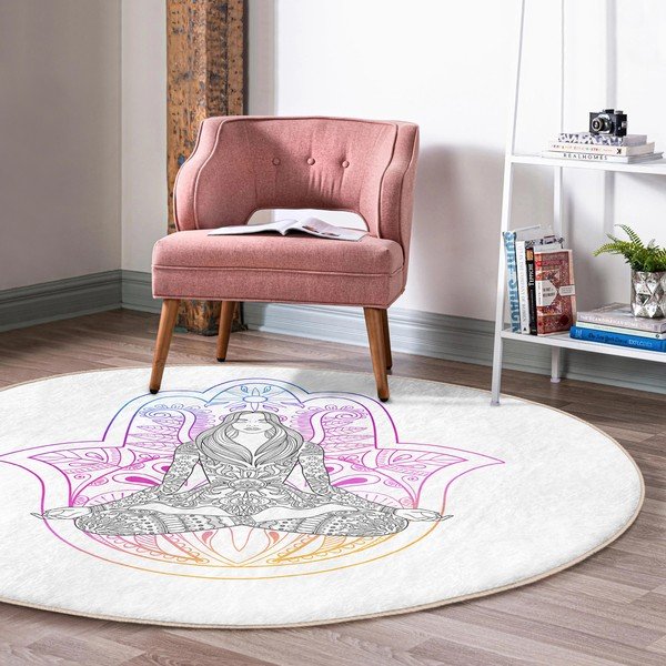 Bijeli periv/pogodan za robotski usisavač okrugli tepih ø 120 cm Comfort – Mila Home-image-3