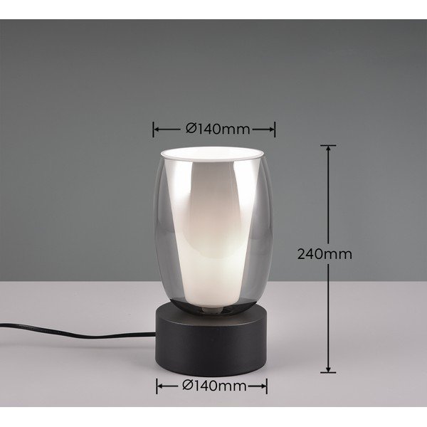 Crna/u srebrnoj boji stolna lampa sa staklenim sjenilom (visina 24 cm) Barret – Trio Select-image-2