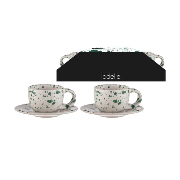 Bijelo-zelene šalice u setu 2 kom za espresso od kamenine 100 ml Carnival – Ladelle-image-2