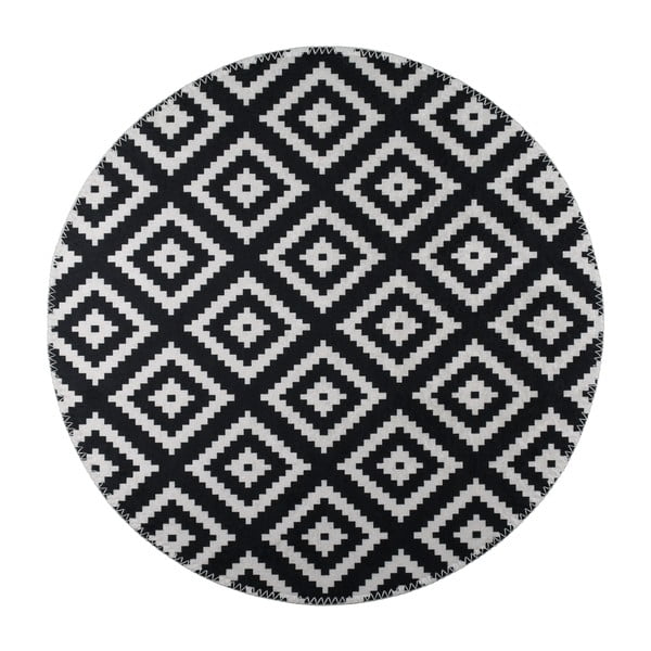 Crno-bijeli perivi okrugli tepih ø 120 cm – Vitaus