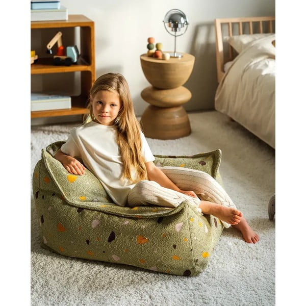Zelena vreća za bebe od bouclé tkanine/od šenila Terrazzo Chair – Wigiwama-image-4