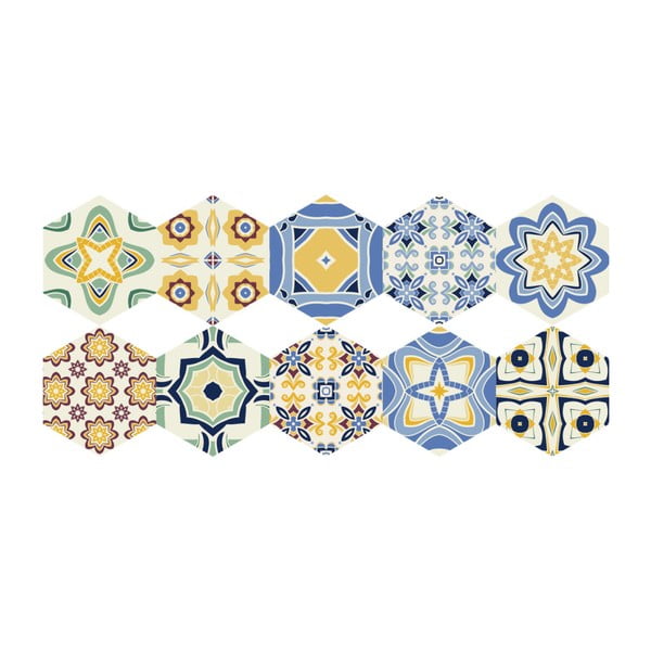 Set od 10 podnih naljepnica Ambiance Hexagons Fionna, 40 x 90 cm