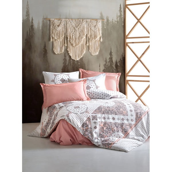 Pamučna posteljina s plahtama za krevet za jednu osobu Cotton Box Riva Brown, 160 x 220 cm