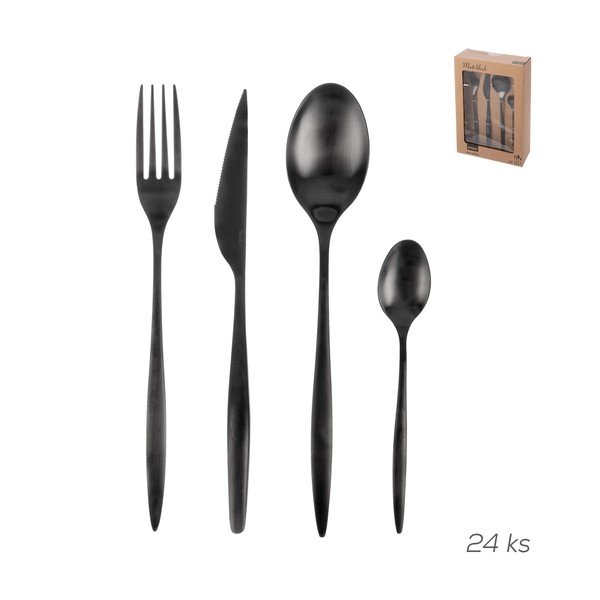 Crni pribor 24 kom od nehrđajućeg čelika – Orion-image-3