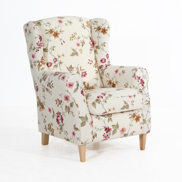 Krem-bijela fotelja s motivom cvijeća Max Winzer Lorris-image-2