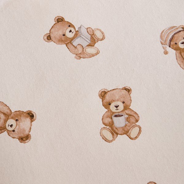 Krem flanelska dječja plahta s gumom za krevet za jednu osobu 70x140 cm Brushed Teddy Bear – Catherine Lansfield-image-1