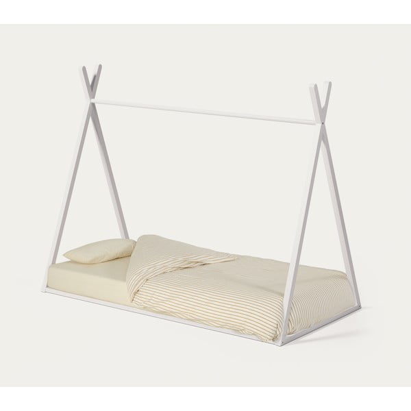 Bijeli dječji krevet od masivne bukve u obliku kućice s podnicom 90x190 cm Maralis – Kave Home-image-3