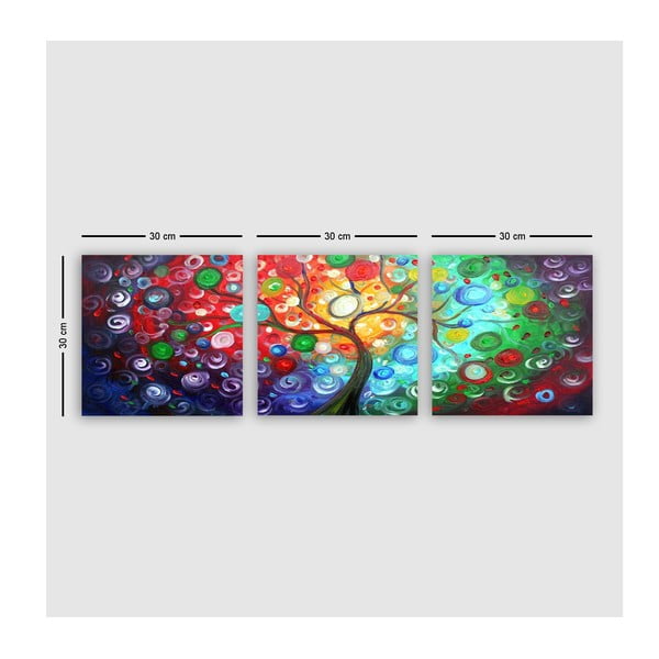 Slike u setu od 3 komada 30x30 cm Tree of Life - Wallity-image-2