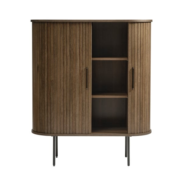 Smeđi ormarić u dekoru hrasta s kliznim vratima 100x118 cm Nola – Unique Furniture-image-4