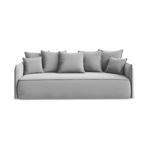 Svijetlo siva baršunasti sklopiva/s prostorom za odlaganje sofa 225 cm Hula – Makamii