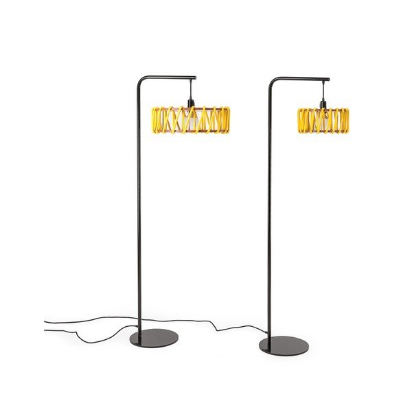 Podna lampa s crnom konstrukcijom i malim žutim zaslonom EMKO Macaron-image-4