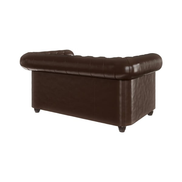 Tamno smeđi kauč na razvlačenje od imitacije kože 148 cm York - Ropez-image-2