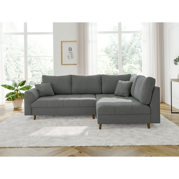 Siva kutna garnitura od bouclé tkanine (s desnim kutom/u obliku slova L) Ariella – Ropez-image-1