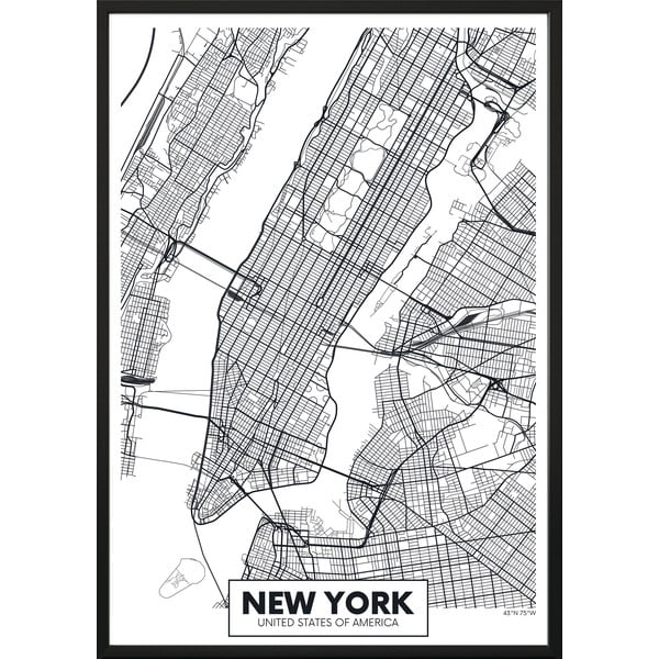 Zidni poster u okviru MAP/NEWYORK, 40 x 50 cm