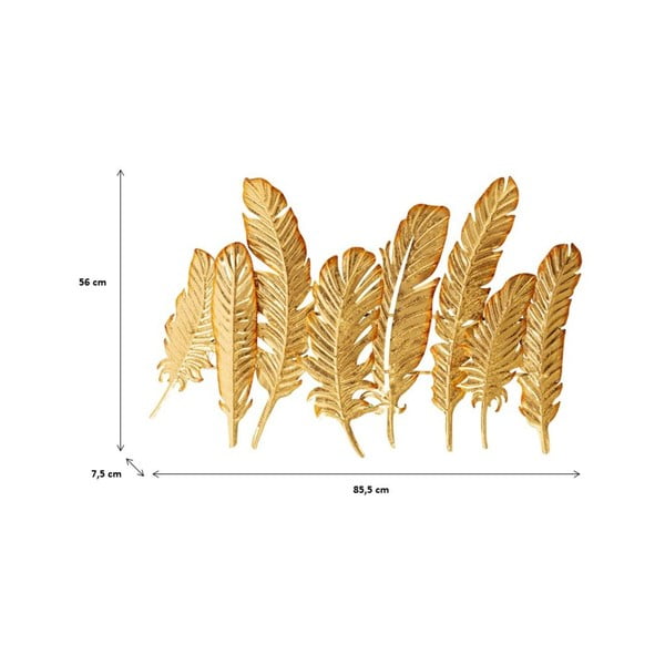 Metalna zidna vješalica u zlatnoj boji kare dizajnu list, širina 86 cm-image-4