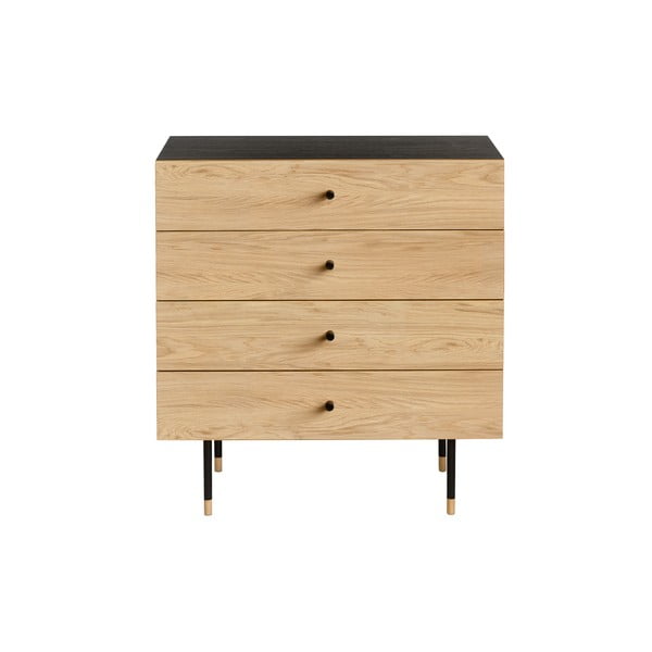 Crna/u prirodnoj boji visoka komoda u dekoru hrasta 80x87 cm Jugend – Woodman-image-2