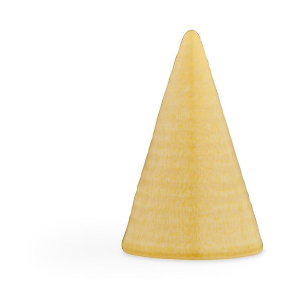 Žuta ukrasna statueta od zemljanog posuđa Kähler Design Glazed Cone Soft Yellow, visina 11 cm