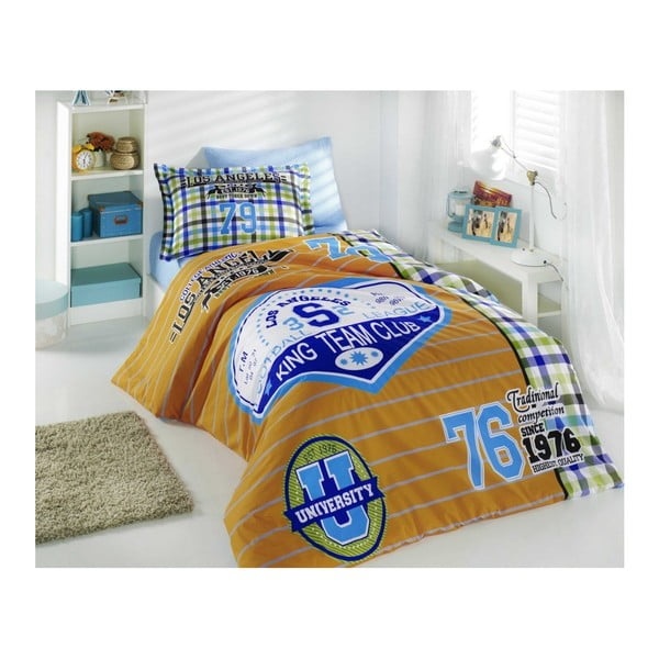 Pamučna posteljina od puplina s plahtom za krevet Todole, 160 x 220 cm