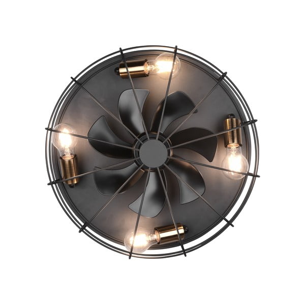 Mat crna stropna svjetiljka s daljinskim upravljačem/s ventilatorom Trondheim – Trio-image-4