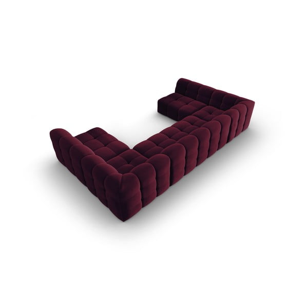 Bordo baršunasta kutna garnitura (u obliku slova "U") Kendal - Micadoni Home-image-4