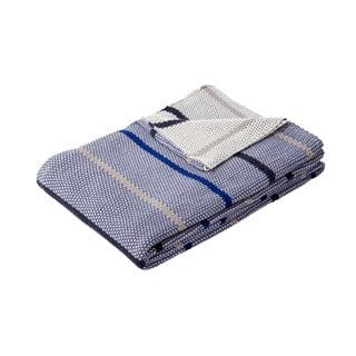 Plava pamučna deka Hübsch Rami, 130 x 200 cm