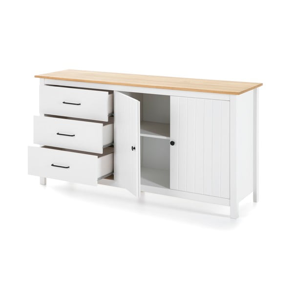 Bijela niska komoda od masivnog bora 150x80 cm Miranda – Marckeric-image-4