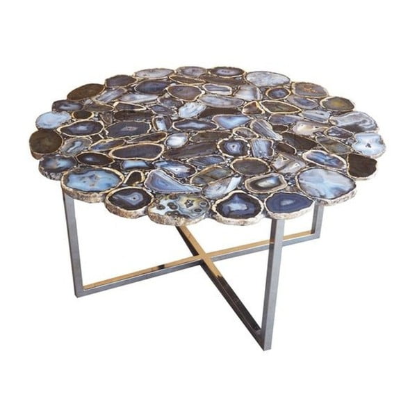 Konferencijski stol od nehrđajućeg čelika i kamene ploče Kare Design, Ø 80 cm