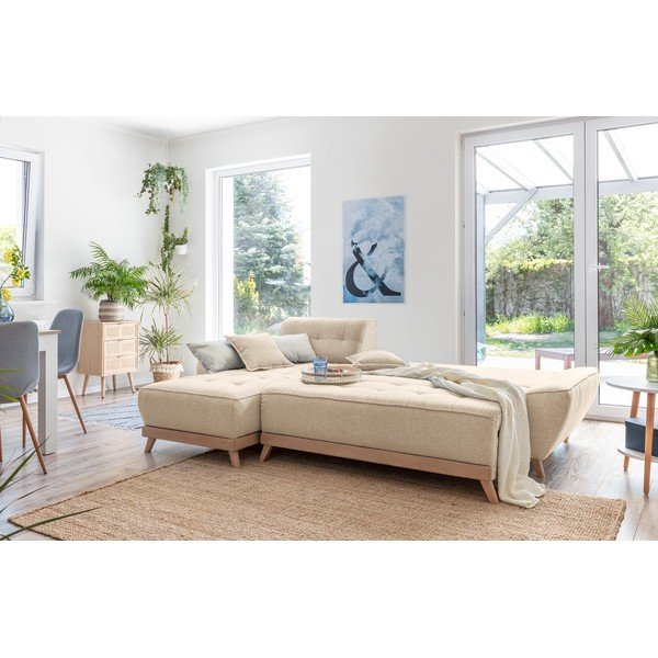 Bež kutna garnitura na razvlačenje Miuform Dazzling Daisy-image-4