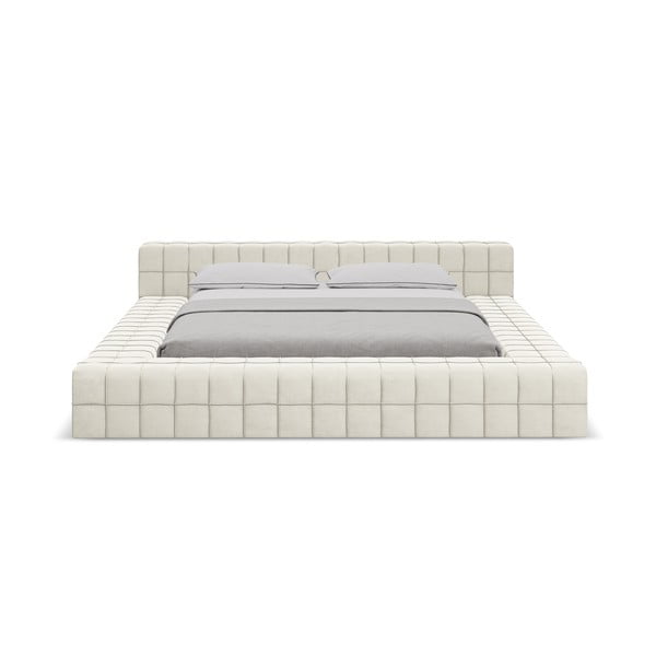 Krem tapecirani bračni krevet s podnicom 140x200 cm Akela – Makamii-image-2