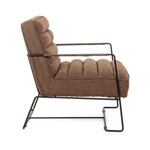 Smeđa fotelja od imitacije kože Brianna – Bizzotto-image-3