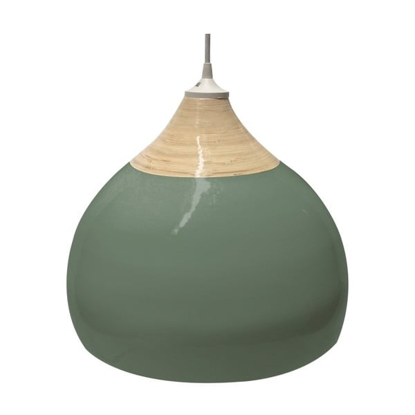 Zelena stropna svjetiljka od bambusa Leitmotiv, ⌀ 33 cm