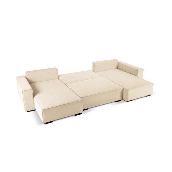Bež baršunasti kauč na razvlačenje "U" oblika Mazzini Sofas Azalea-image-3