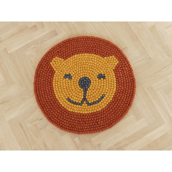 Dječji tepih od vunenih pompona Wooldot Ball Rugs Lion, ⌀ 90 cm