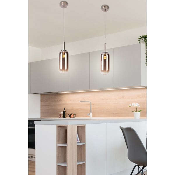 Antracitno siva LED viseća svjetiljka sa staklenim sjenilom ø 13 cm Fiuggi – Candellux Lighting-image-3