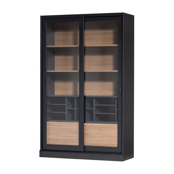 Crna/u prirodnoj boji vitrina od masivnog bora s kliznim vratima 125x200 cm James – WOOOD-image-2