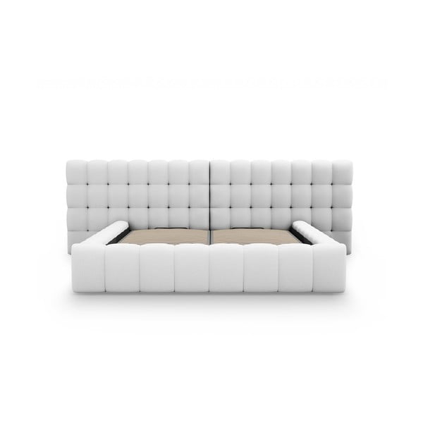 Svijetlo sivi tapecirani bračni krevet s prostorom za pohranu s podnicom 200x200 cm Mamaia – Micadoni Home-image-4