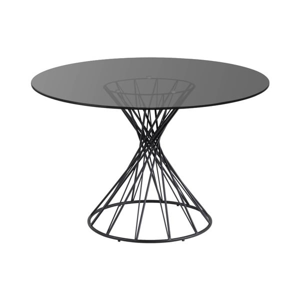 Crni okrugli blagovaonski stol sa staklenom pločom stola ø 120 cm Niut – Kave Home