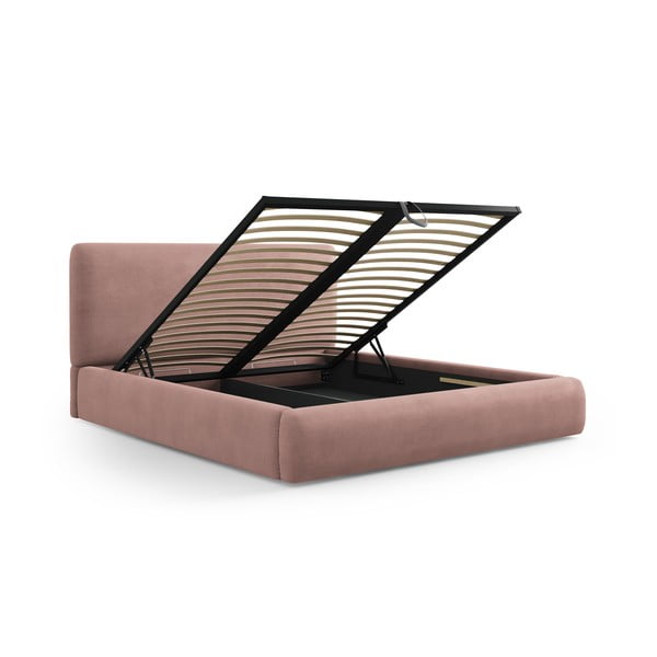 Ružičasti tapecirani bračni krevet s prostorom za pohranu s podnicom 180x200 cm Colonel – Cosmopolitan Design-image-2