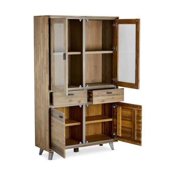 Vitrina od masivnog bagrema u prirodnoj boji 110x187 cm Malaga – Furnhouse-image-3